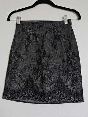 Rienda Gyaru Japan Fashion Grey And Black Lace High Waist Pencil Skirt